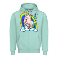 Seafoam cute unicorn with rainbow Zipper Hoodie - FaDigitalArtStudio