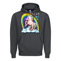 Smoke cute unicorn with rainbow Zipper Hoodie - FaDigitalArtStudio