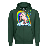 Sports Green cute unicorn with rainbow Zipper Hoodie - FaDigitalArtStudio