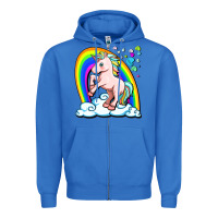 True Royal cute unicorn with rainbow Zipper Hoodie - FaDigitalArtStudio