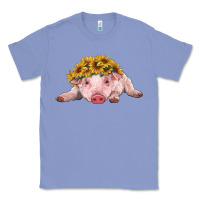 Colony Blue baby pig with sunflower headband Classic Tee - RanaPortraitStore
