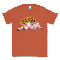Copper baby pig with sunflower headband Classic Tee - RanaPortraitStore