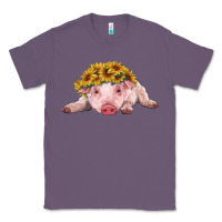 Lavender baby pig with sunflower headband Classic Tee - RanaPortraitStore