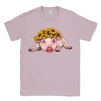 Lilac baby pig with sunflower headband Classic Tee - RanaPortraitStore