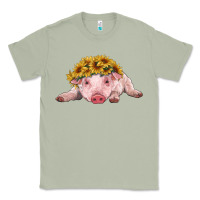 Matcha baby pig with sunflower headband Classic Tee - RanaPortraitStore
