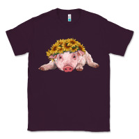 Plum baby pig with sunflower headband Classic Tee - RanaPortraitStore