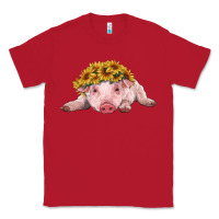 Red baby pig with sunflower headband Classic Tee - RanaPortraitStore