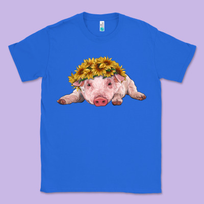 Baby Pig With Sunflower Headband Classic Tee Designed By Ranaportraitstore