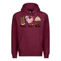 Burgundy peace love bake Premium Hoodie - NancyCooperArtShop