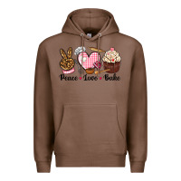 Chestnut peace love bake Premium Hoodie - NancyCooperArtShop