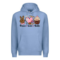 Colony Blue peace love bake Premium Hoodie - NancyCooperArtShop