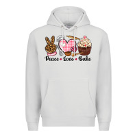 Dove Grey peace love bake Premium Hoodie - NancyCooperArtShop