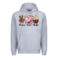 Heather Grey peace love bake Premium Hoodie - NancyCooperArtShop