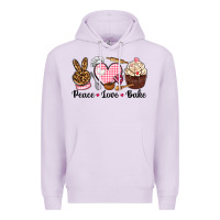 Lilac peace love bake Premium Hoodie - NancyCooperArtShop