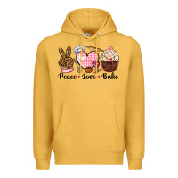 Mustard peace love bake Premium Hoodie - NancyCooperArtShop