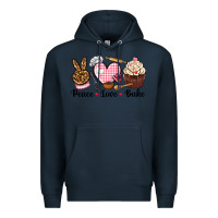 Navy peace love bake Premium Hoodie - NancyCooperArtShop