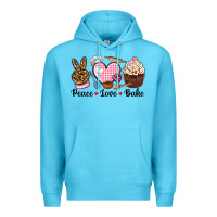 Ocean Blue peace love bake Premium Hoodie - NancyCooperArtShop