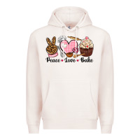 Pale Pink peace love bake Premium Hoodie - NancyCooperArtShop