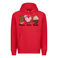 Red peace love bake Premium Hoodie - NancyCooperArtShop