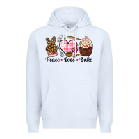 White peace love bake Premium Hoodie - NancyCooperArtShop