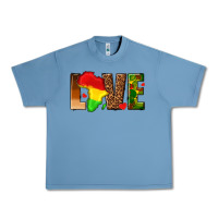 Pebble Blue love melanin with african map Urban Heavy Tee - texasbilliewilder