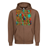 Chestnut macaw parrot seamless pattern Zipper Hoodie - HRA Design Shop