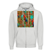 Dove Grey macaw parrot seamless pattern Zipper Hoodie - HRA Design Shop