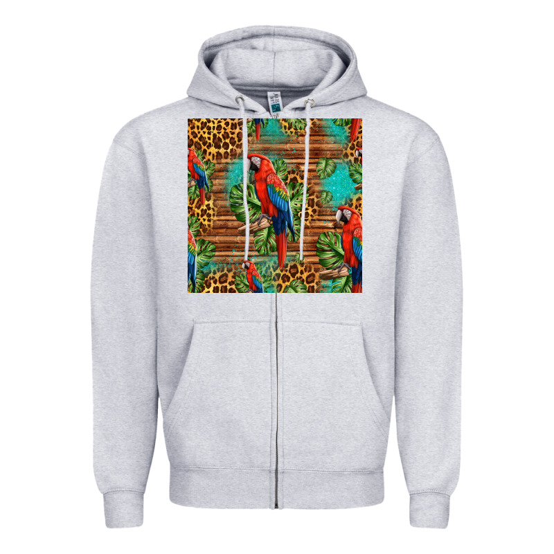 Macaw Parrot Seamless Pattern Zipper Hoodie by HRA Design Shop | Teevron