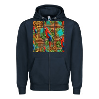 Navy macaw parrot seamless pattern Zipper Hoodie - HRA Design Shop