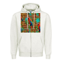 Oatmeal Heather macaw parrot seamless pattern Zipper Hoodie - HRA Design Shop