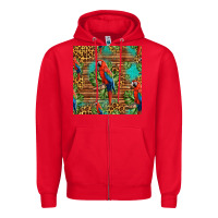 Red macaw parrot seamless pattern Zipper Hoodie - HRA Design Shop
