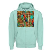 Seafoam macaw parrot seamless pattern Zipper Hoodie - HRA Design Shop