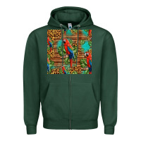 Sports Green macaw parrot seamless pattern Zipper Hoodie - HRA Design Shop
