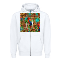 White macaw parrot seamless pattern Zipper Hoodie - HRA Design Shop