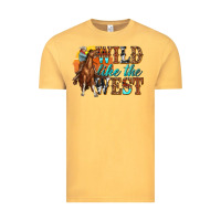 Vintage Mustard wild like west Vintage Tee - texasbilliewilder