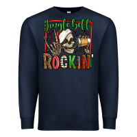 Navy jingle bell rockin skeleton christmas Premium Sweatshirt - Jasminsmagicworld