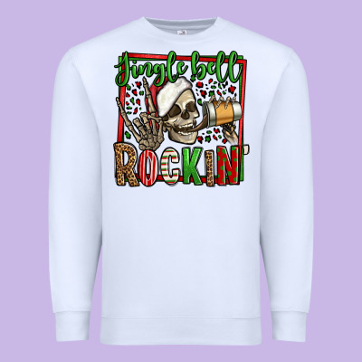 Jingle Bell Rockin Skeleton Christmas Premium Sweatshirt Designed By Jasminsmagicworld