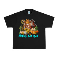 Black Happy Fall Y'all Longhorn Cow Urban Heavy Tee - RanaPortraitStore