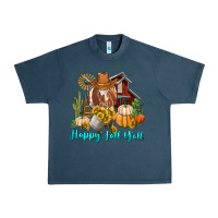 Midnight Navy Happy Fall Y'all Longhorn Cow Urban Heavy Tee - RanaPortraitStore
