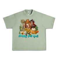 Oil Green Happy Fall Y'all Longhorn Cow Urban Heavy Tee - RanaPortraitStore