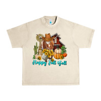 Sandshell Happy Fall Y'all Longhorn Cow Urban Heavy Tee - RanaPortraitStore