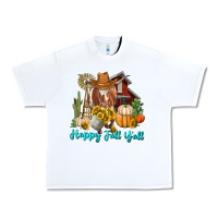 White Happy Fall Y'all Longhorn Cow Urban Heavy Tee - RanaPortraitStore