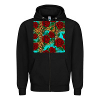 Black leopard roses seamless pattern Zipper Hoodie - HRA Design Shop