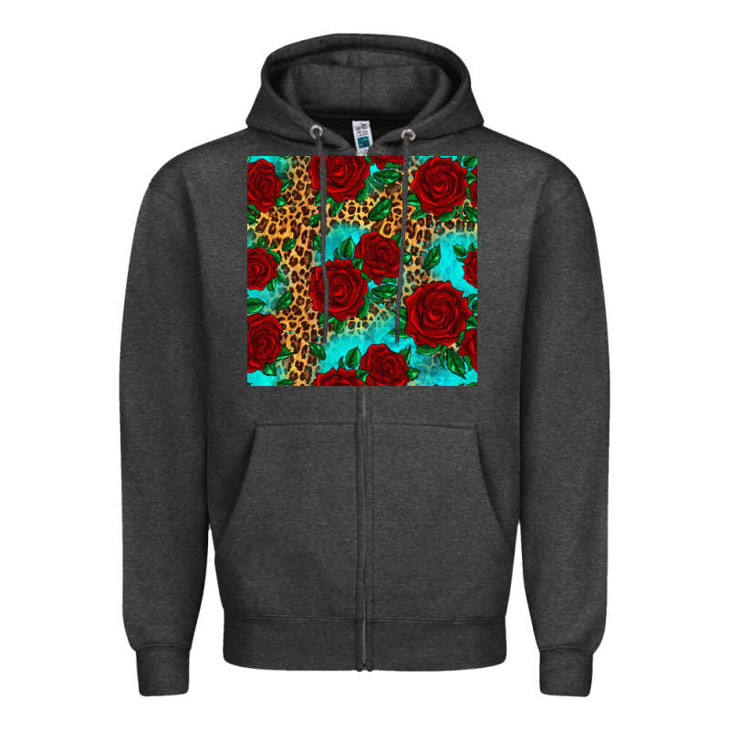Leopard Roses Seamless Pattern Zipper Hoodie by HRA Design Shop | Teevron