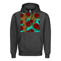 Charcoal Heather leopard roses seamless pattern Zipper Hoodie - HRA Design Shop