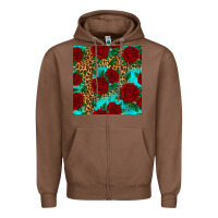 Chestnut leopard roses seamless pattern Zipper Hoodie - HRA Design Shop