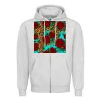 Dove Grey leopard roses seamless pattern Zipper Hoodie - HRA Design Shop
