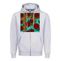 Heather Grey leopard roses seamless pattern Zipper Hoodie - HRA Design Shop