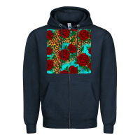 Navy leopard roses seamless pattern Zipper Hoodie - HRA Design Shop