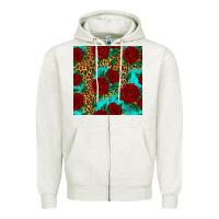 Oatmeal Heather leopard roses seamless pattern Zipper Hoodie - HRA Design Shop
